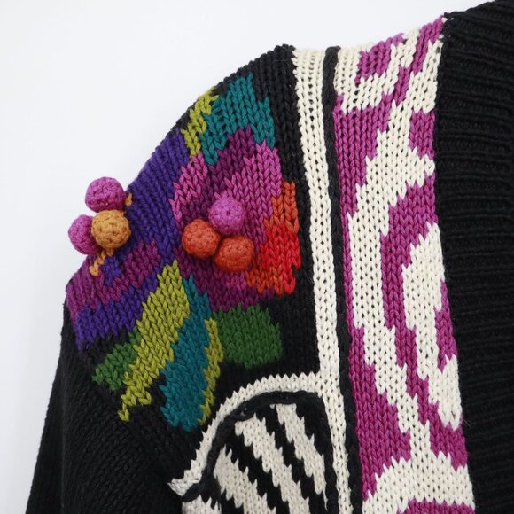 Rebecca Stone Patchwork Cardigan Womens L Black Boho Art To Wear Grandma Quirky - Picture 4 of 16